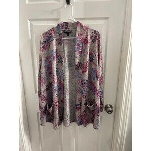 Lane Bryant Heather Gray Floral Cardigan Size 14/16